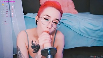 Cute Girl Takes A Dick In Her Mouth From A Fuck Machine